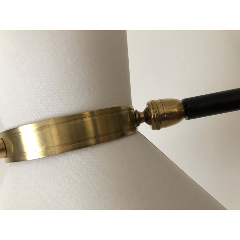 Vintage black metal and brass floor lamp by diabolo Lunel, 1950