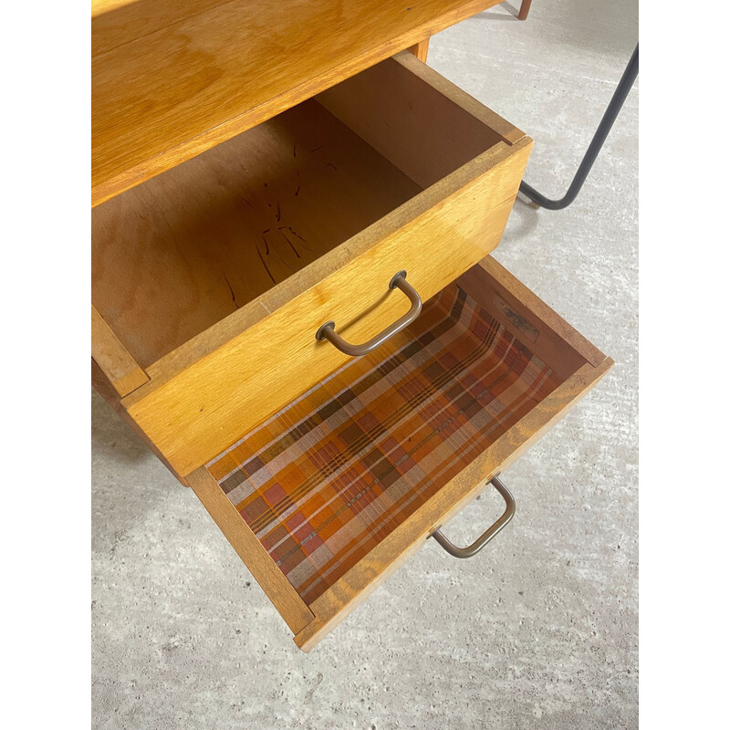 Vintage desk in oakwood and metal, 1950