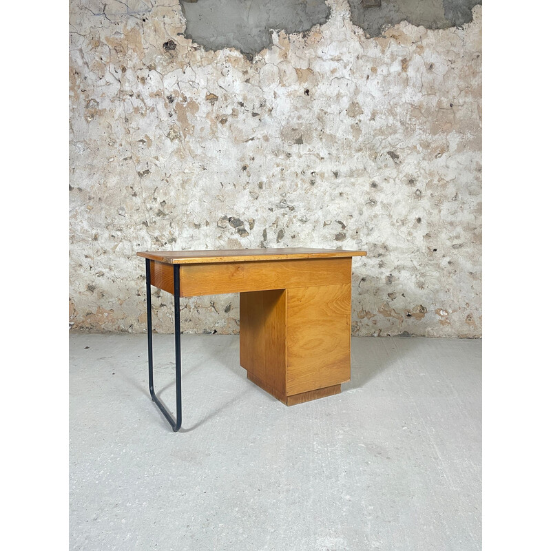 Vintage desk in oakwood and metal, 1950