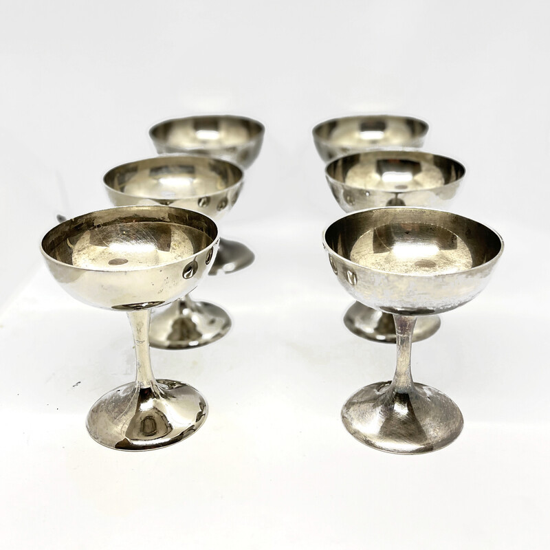 Conjunto de 6 taças de sorvete vintage banhadas a prata da Imf, Alemanha 1960