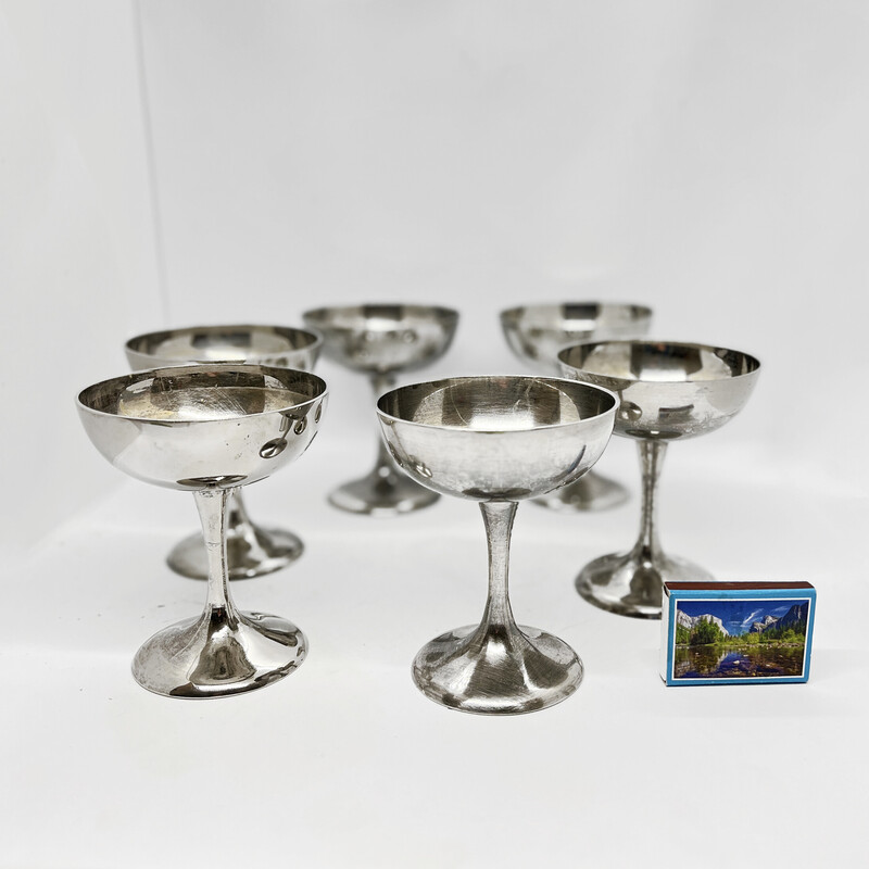 Set of 6 vintage silver-plated sorbet cups by Imf, Germany 1960