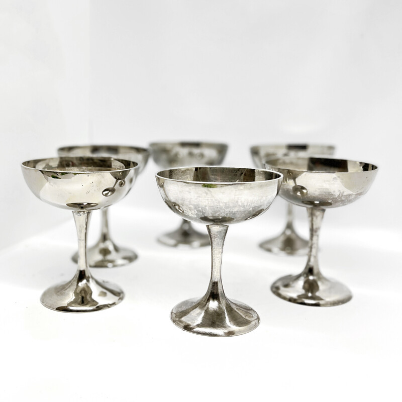 Set of 6 vintage silver-plated sorbet cups by Imf, Germany 1960