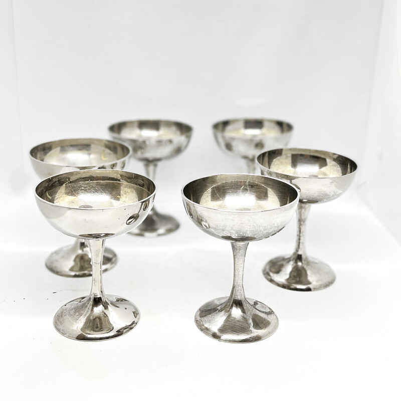 Set of 6 vintage silver-plated sorbet cups by Imf, Germany 1960