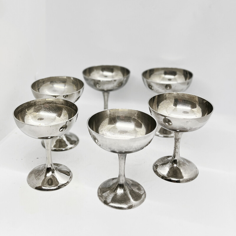 Set of 6 vintage silver-plated sorbet cups by Imf, Germany 1960