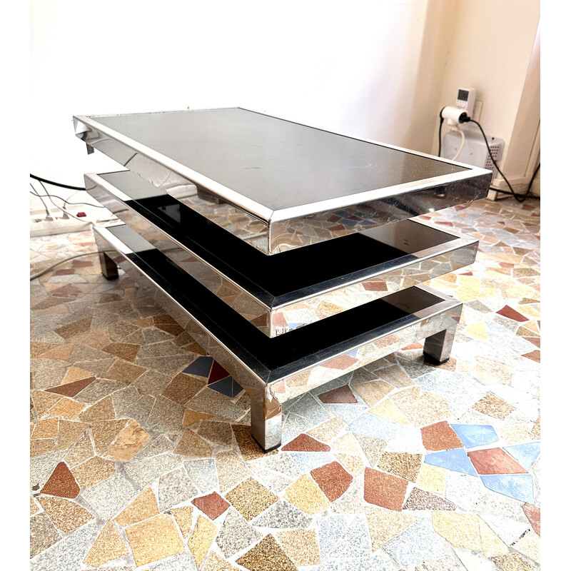 Vintage Dlg metal and glass coffee table, 1970