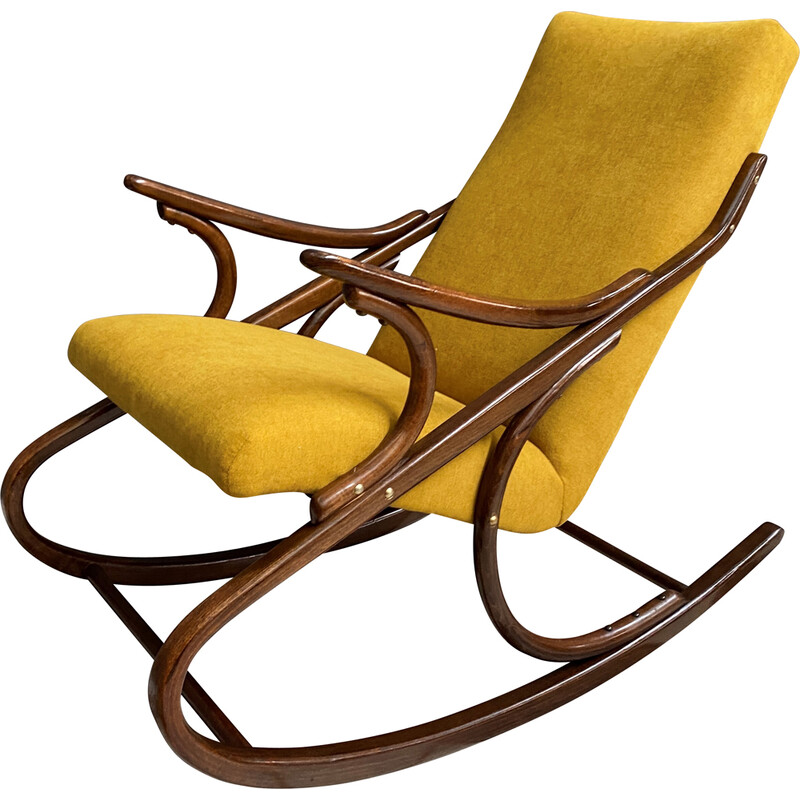 Cadeira de baloiço vintage em amarelo da Ton