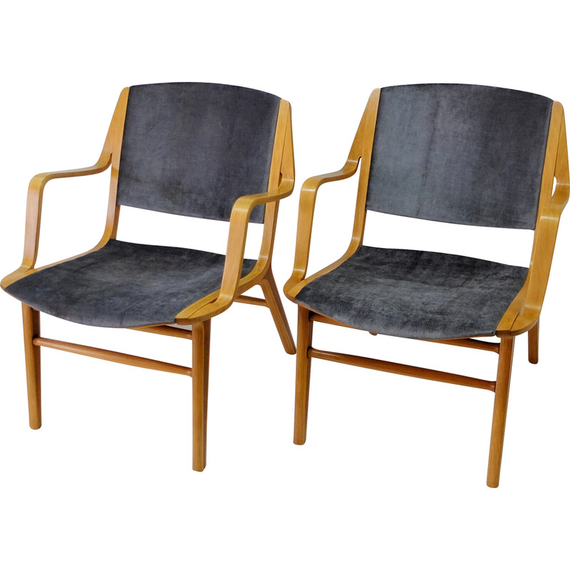 Pareja de sillones vintage Ax Chair de Peter Hvidt y Orla Molgaard para Fritz Hansen, Dinamarca 1960