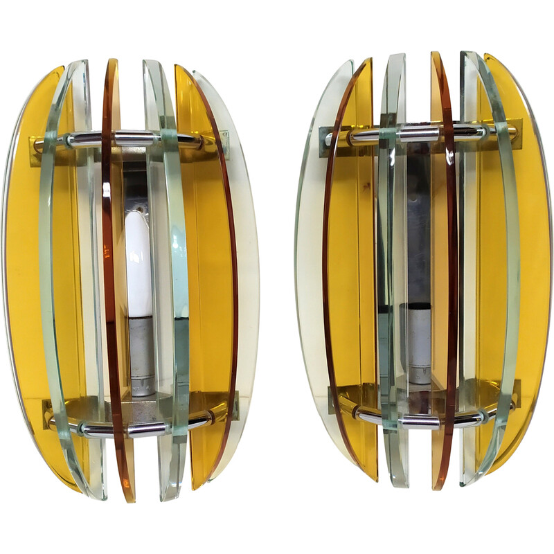 Pair of vintage wall lamps by Veca, 1970s