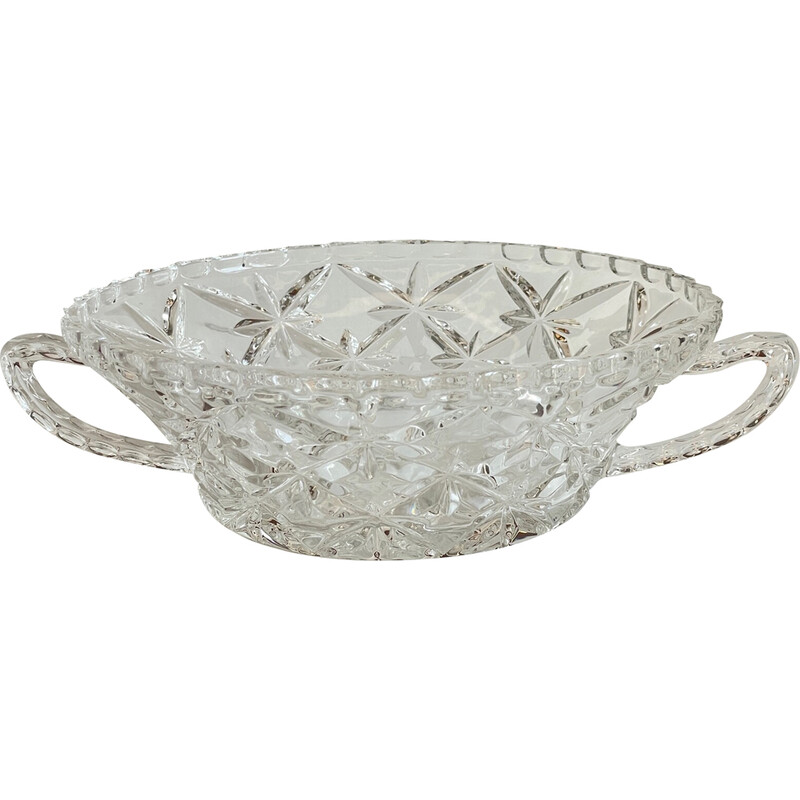 Vintage chiselled crystal salad bowl