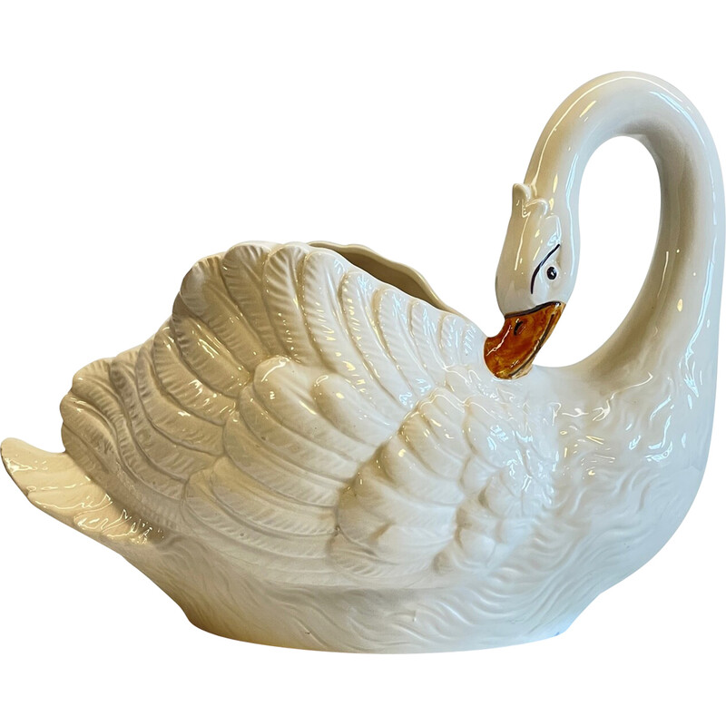 Vintage swan pot in ceramic, Italy