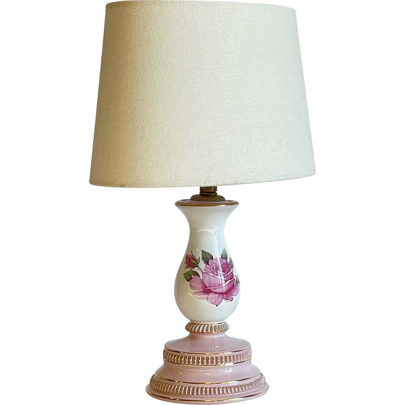 Vintage lamp Roses in porcelain, Italy 1960