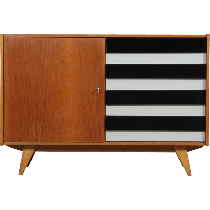 Vintage chest of drawers model U-458 in oakwood by Jiri Jiroutek for Interier Praha, 1960