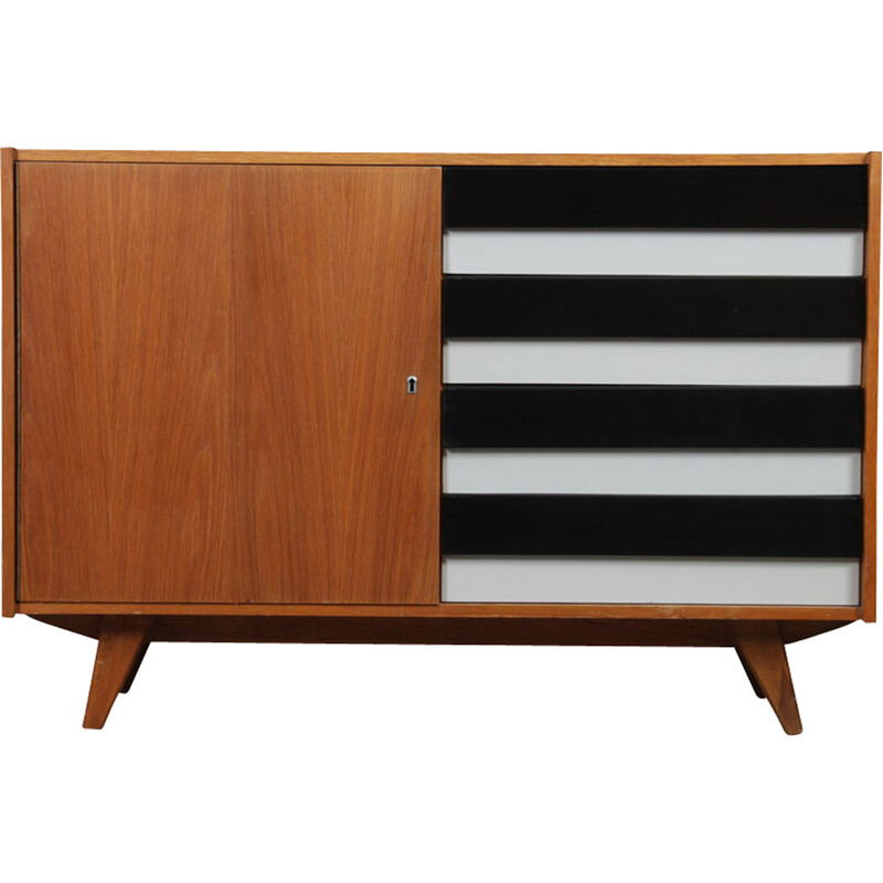 Vintage chest of drawers model U-458 in oakwood by Jiri Jiroutek for Interier Praha, 1960