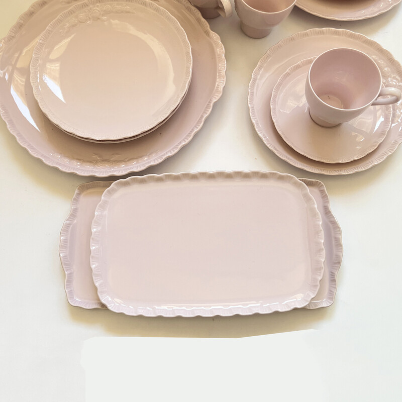 Vintage pink porcelain coffee service by Hutschenreuther Hohenberg, Germany 1960