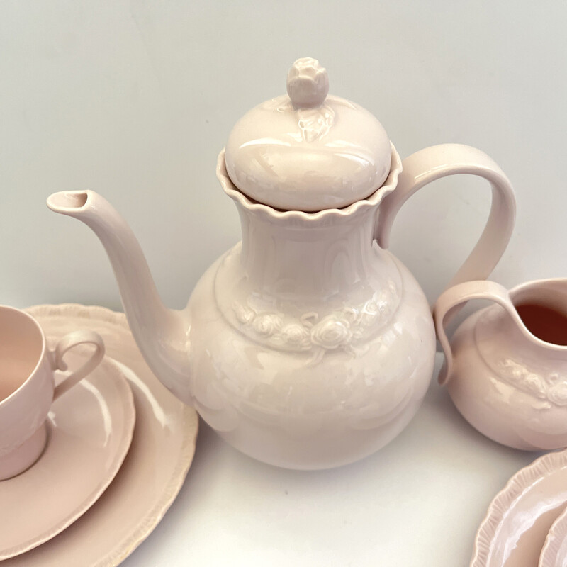 Vintage pink porcelain coffee service by Hutschenreuther Hohenberg, Germany 1960