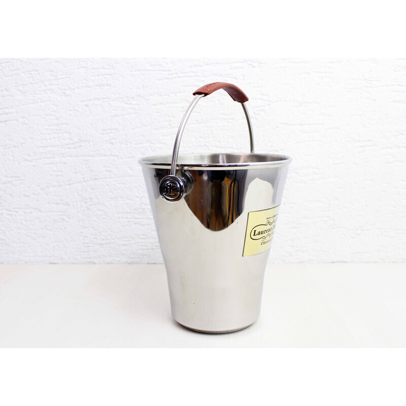 Laurent Perrier vintage champagne bucket in stainless steel and leather