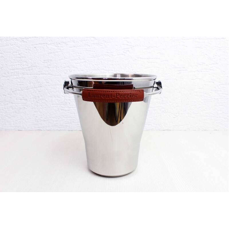 Laurent Perrier vintage champagne bucket in stainless steel and leather