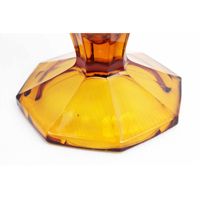 Vintage amber Art Deco glass vase, 1930