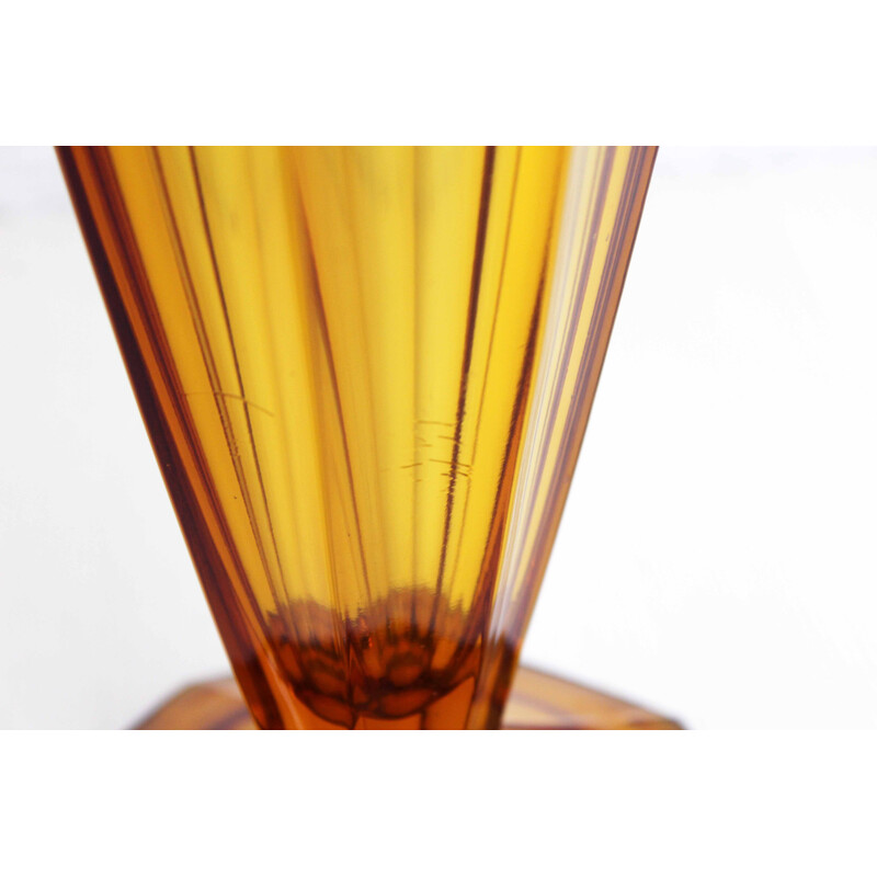 Vintage amber Art Deco glass vase, 1930