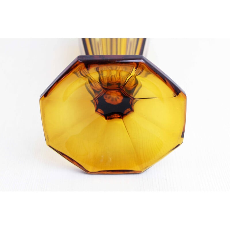 Vintage amber Art Deco glass vase, 1930