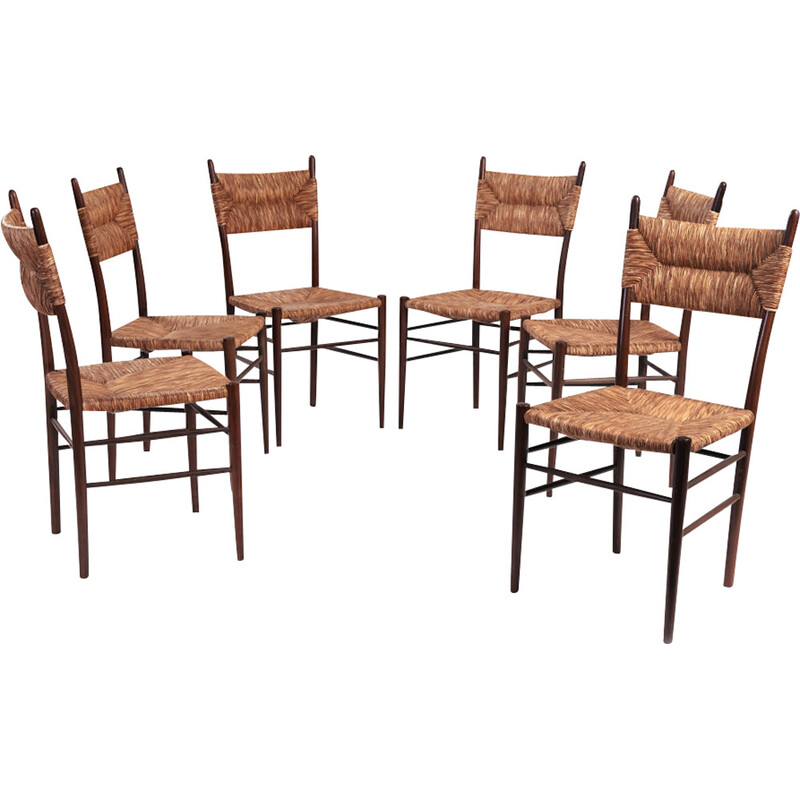 Set of 6 vintage chairs by Guido Chiappe for Chiavari, Italy 1950