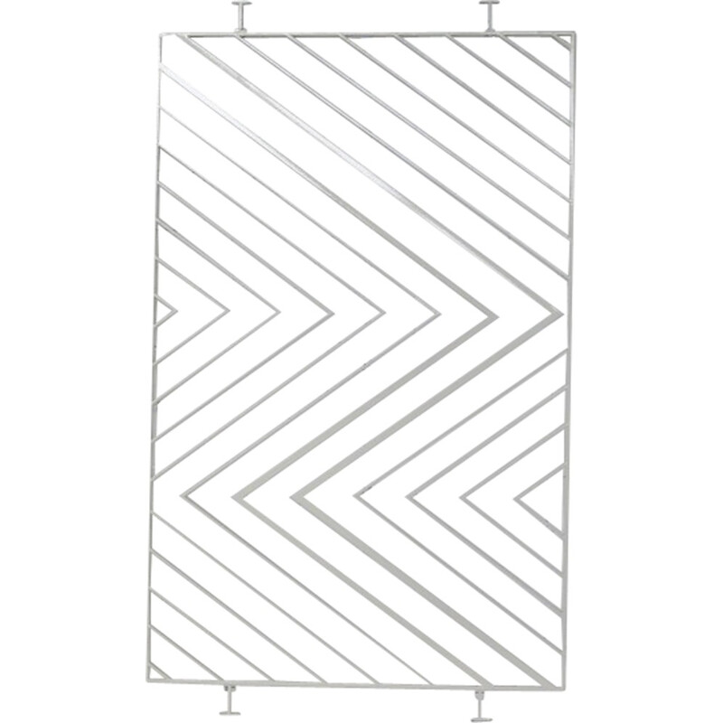 Vintage partition grille with geometric patterns in lacquered steel, 1970