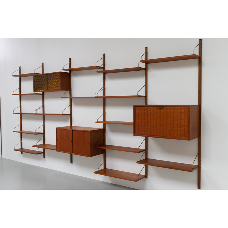 Mueble modular danés vintage de 5 módulos en teca, Poul Cadovius para Cado, años 50