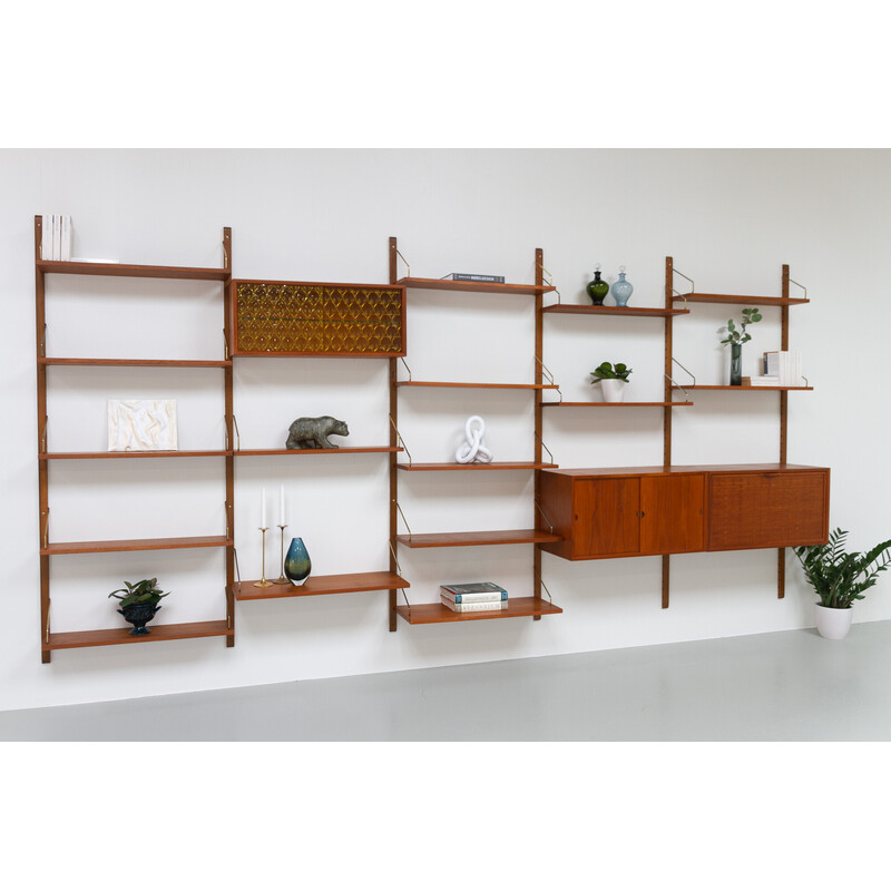 Danish vintage 5-bay modular teak wall unit by Poul Cadovius for Cado, 1950s