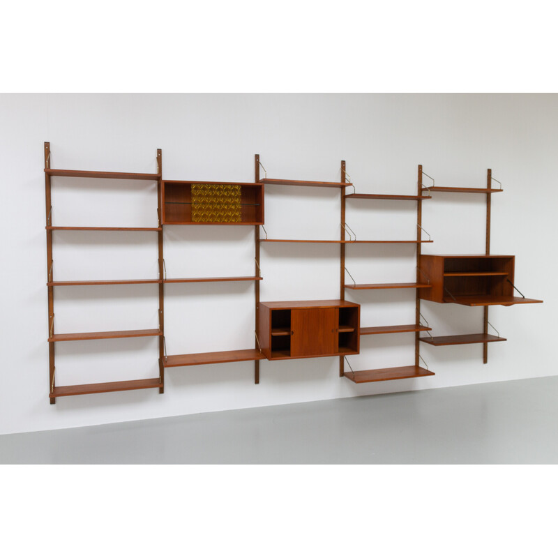 Danish vintage 5-bay modular teak wall unit by Poul Cadovius for Cado, 1950s