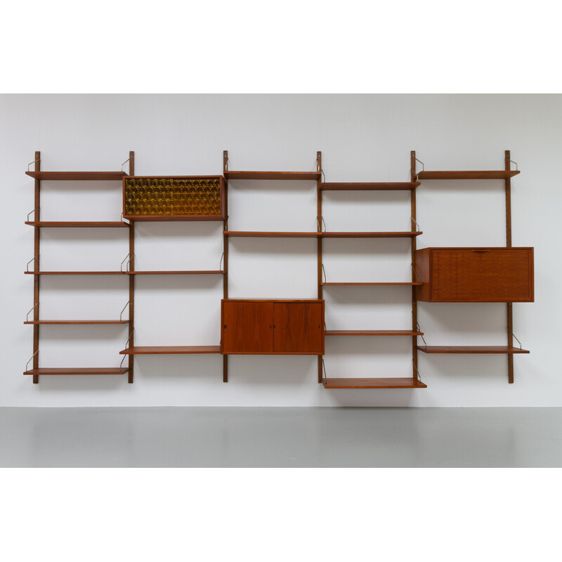 Danish vintage 5-bay modular teak wall unit by Poul Cadovius for Cado, 1950s