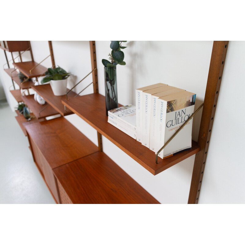 Danish vintage 5-bay modular teak wall unit by Poul Cadovius for Cado, 1950s