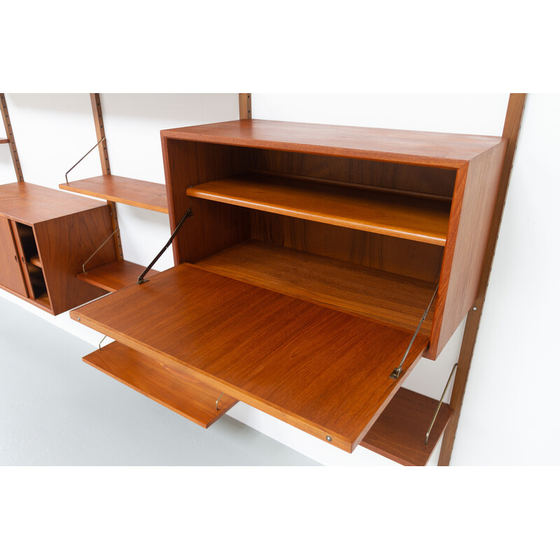 Danish vintage 5-bay modular teak wall unit by Poul Cadovius for Cado, 1950s