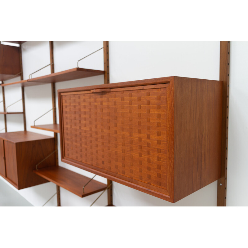 Danish vintage 5-bay modular teak wall unit by Poul Cadovius for Cado, 1950s