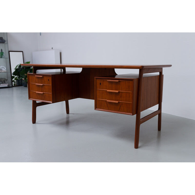 Danish vintage model 75 desk in teak by Gunni Omann for Omann Jun, 1960s