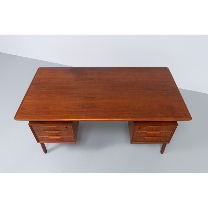 Danish vintage model 75 desk in teak by Gunni Omann for Omann Jun, 1960s