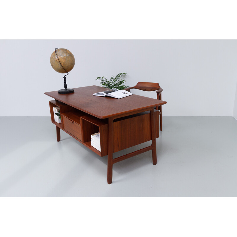 Danish vintage model 75 desk in teak by Gunni Omann for Omann Jun, 1960s