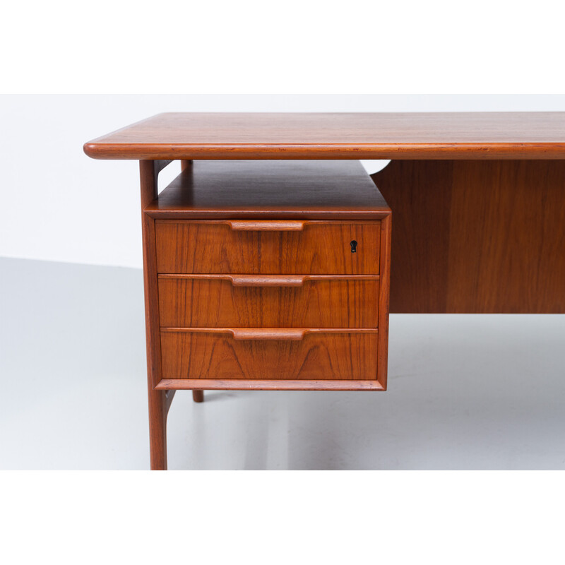 Danish vintage model 75 desk in teak by Gunni Omann for Omann Jun, 1960s