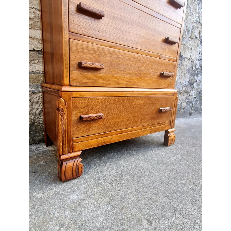 Vintage oakwood chest of 5 drawers