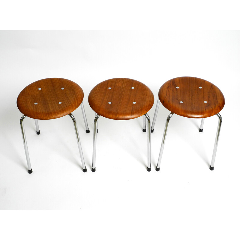 Set of 3 vintage Se38 teak stools by Egon Eiermann for Wilde Spieth