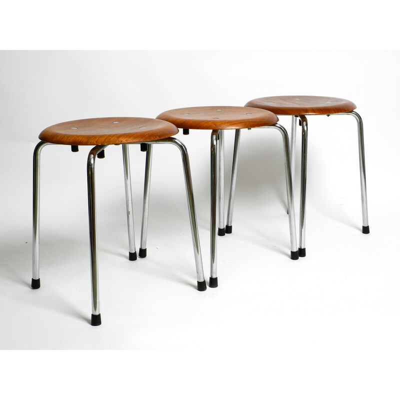 Set of 3 vintage Se38 teak stools by Egon Eiermann for Wilde Spieth