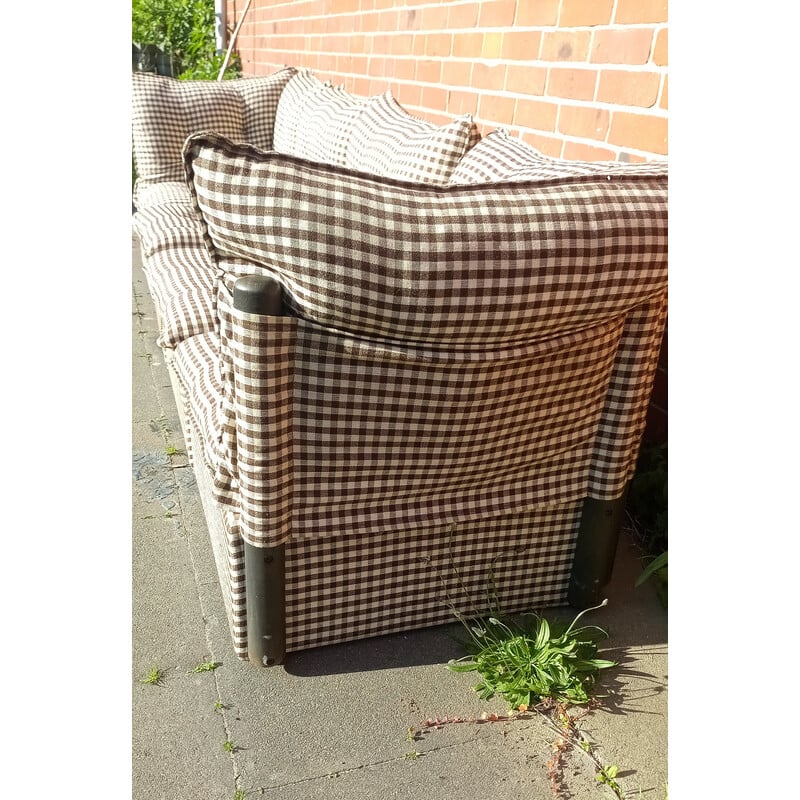 Vintage canvas and wood sofa, Denmark 1970