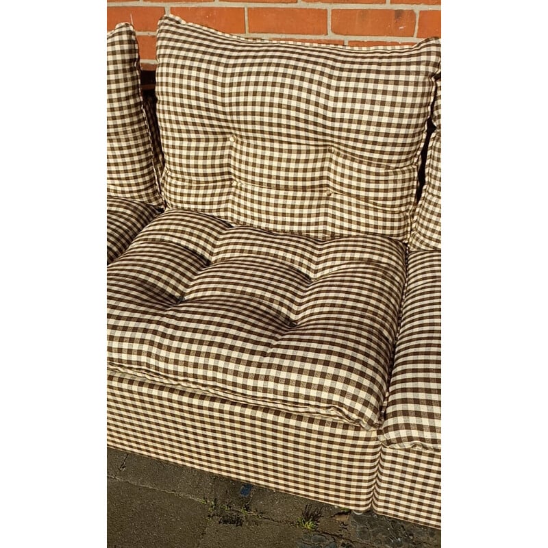 Vintage canvas and wood sofa, Denmark 1970