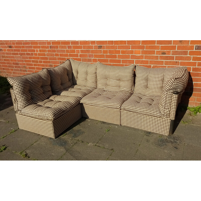 Vintage canvas and wood sofa, Denmark 1970