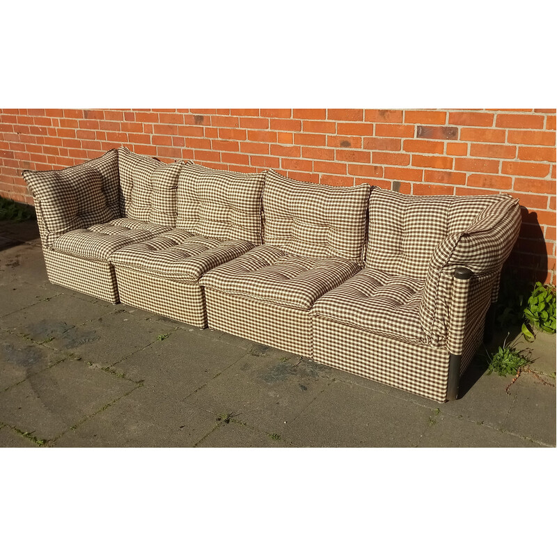 Vintage canvas and wood sofa, Denmark 1970