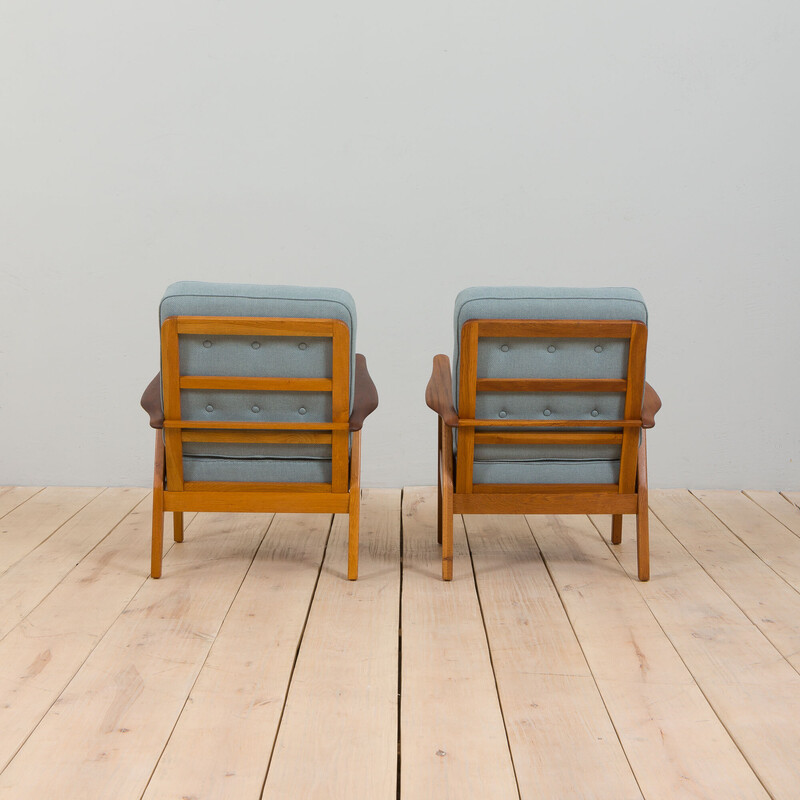 Pair of vintage teak and oakwood armchairs by Hans Wegner, Denmark 1960