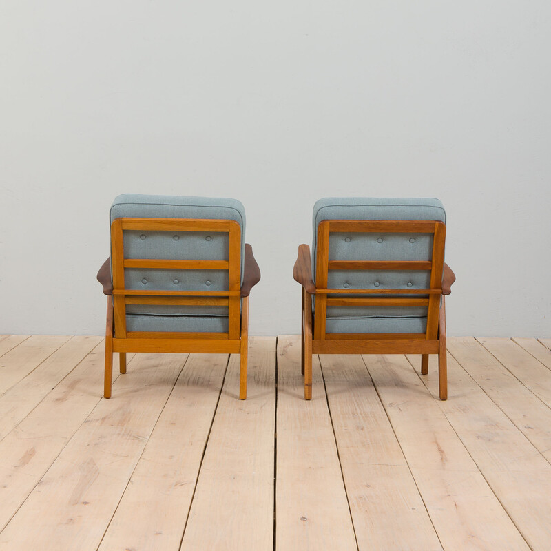 Paire de fauteuils vintage en teck et bois de chêne par Hans Wegner, Danemark 1960