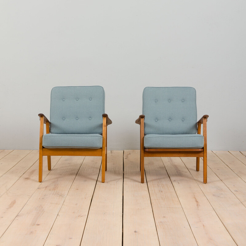 Paire de fauteuils vintage en teck et bois de chêne par Hans Wegner, Danemark 1960