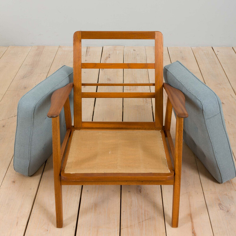 Pair of vintage teak and oakwood armchairs by Hans Wegner, Denmark 1960