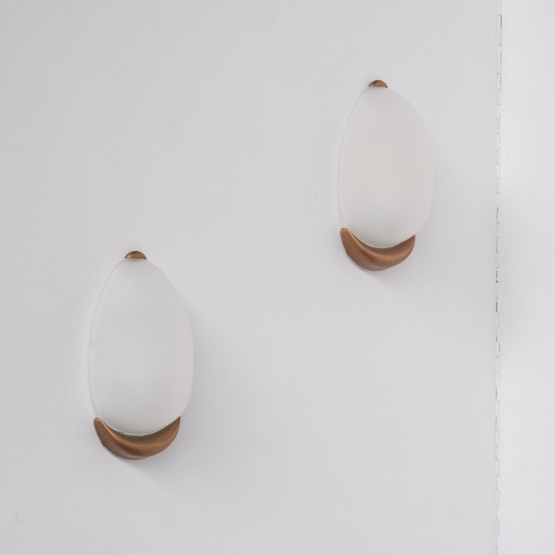 Pair of German mid-century glass wall lamps by W.M. Munchen, 1980s