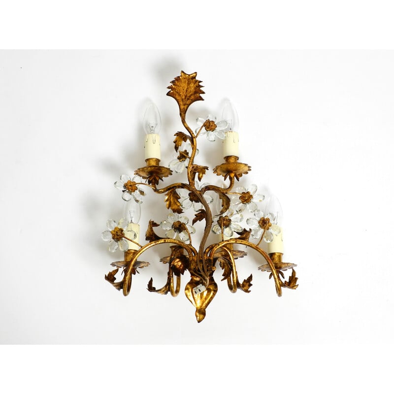 Vintage Italian gold plated wall lamp by Banci Firenze, 1960